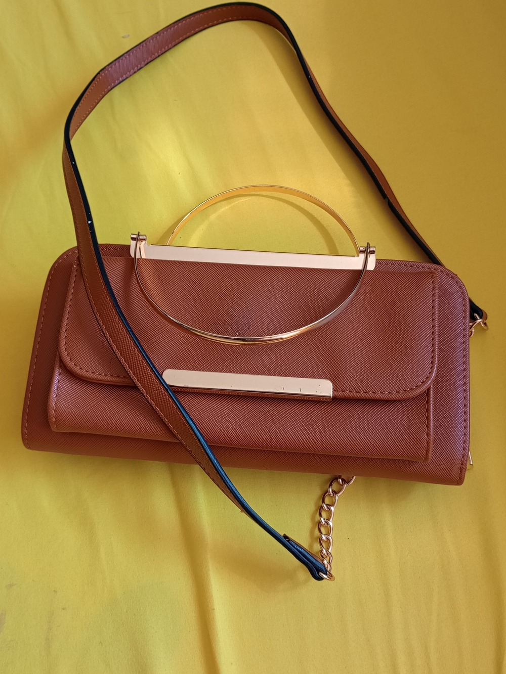 Evereve Brown Crossbody Bag with Gold Handle